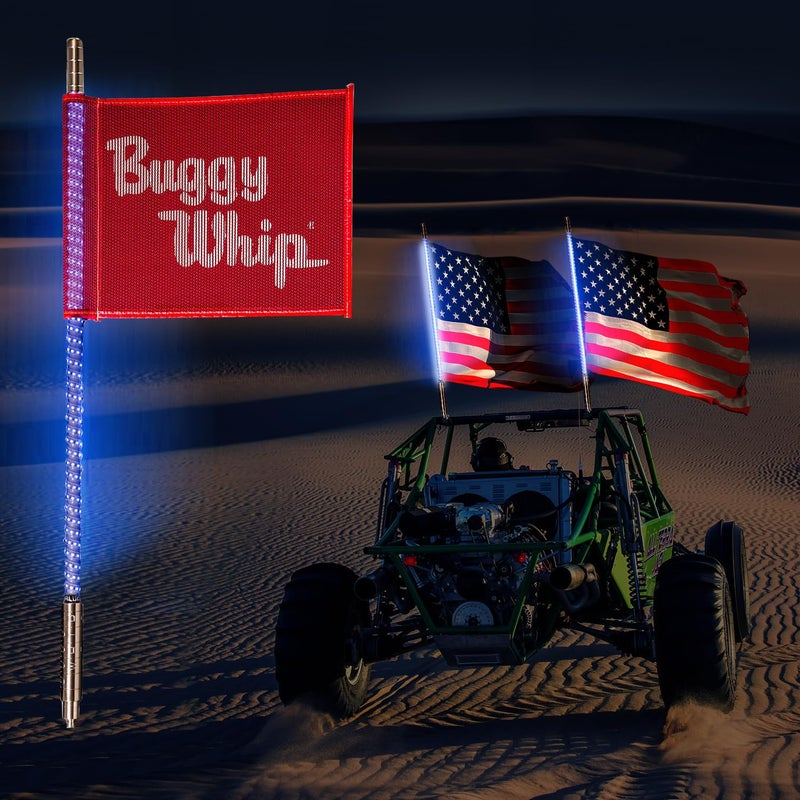 Buggy Whip Super Bright Quick Release LED Whips  Industrial Strength Made in The USA  for UTV ATV SXS Polaris Can Am Trucks Mining Construction Safety Vehicles Blue 2FT